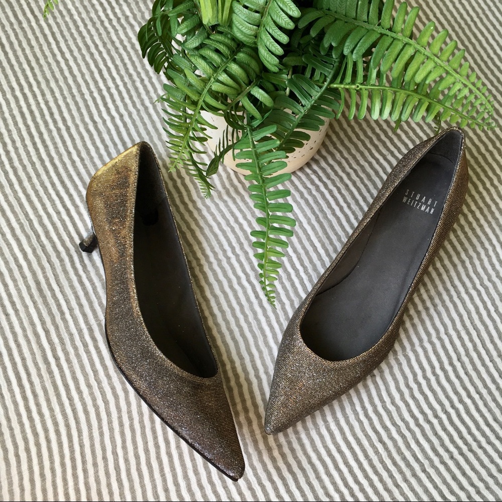 Stuart Weitzman Poco Kitten Heels Pyrite Nocturn